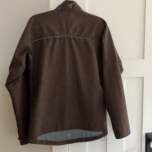 Showers Pass Men’s Cycling Rain Jacket Brown/Gray Pinstripe Vented Reflective M - Picture 7 of 10
